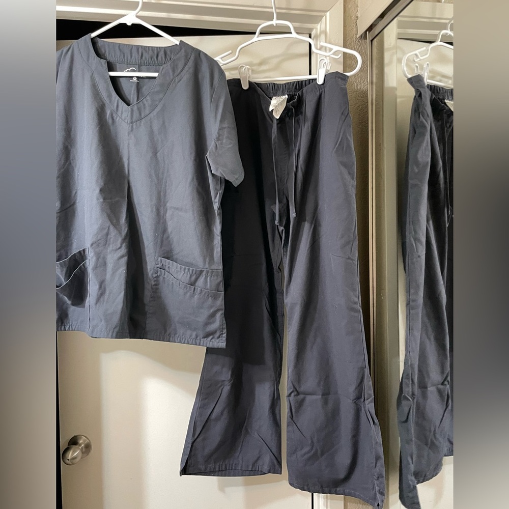 Butter soft new dark grey scrubs, top and bottom